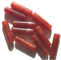 10 7x25mm Carnelian Two Hole Glass Spacer Beads